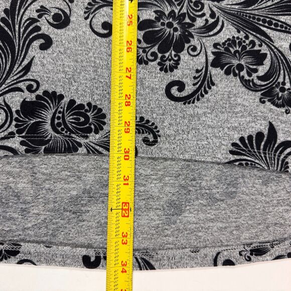 NWT Indigo Soul Floral Scroll Print Cowl Neck Grey Tunic Womens L Stretch Hi-Lo - Picture 11 of 16